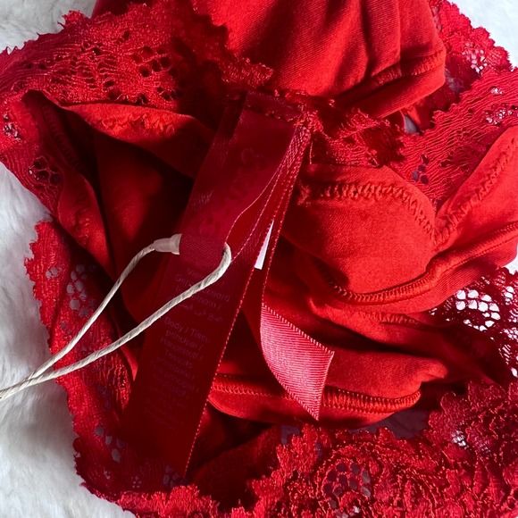 Skims Fits Everybody Lace Dipped Thong Cayenne Red PN-THG-9371 Womens Size M NEW - Picture 6 of 11